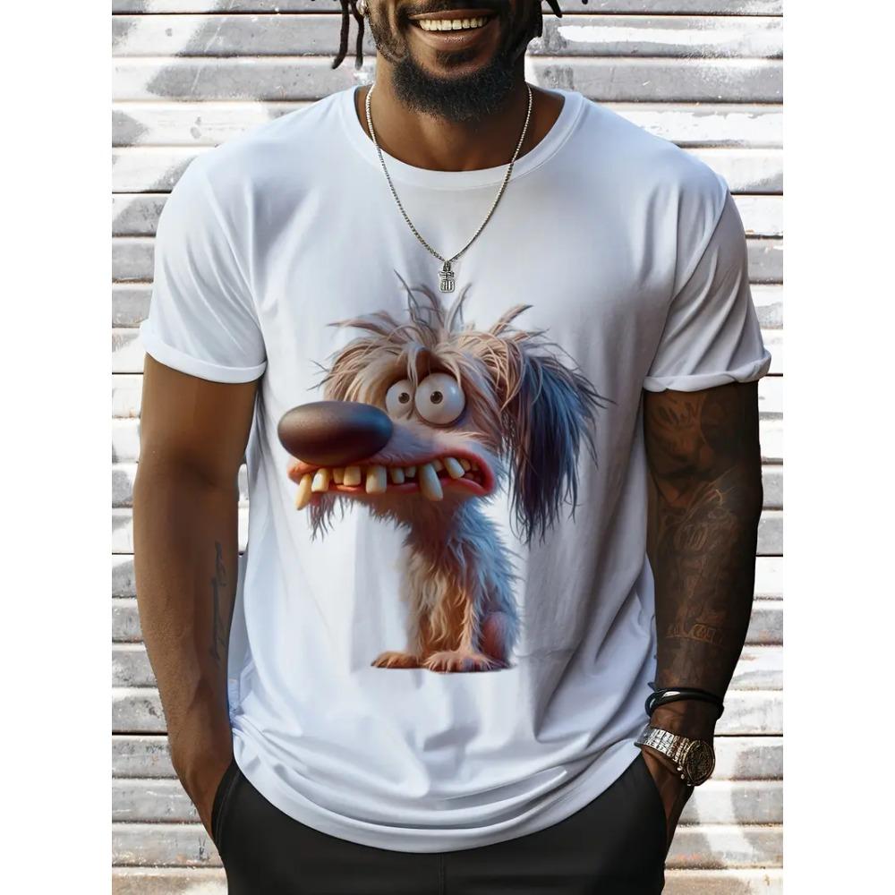 Sommer Herren Outdoor Freizeit Atmungsaktives T-Shirt Kurzarm Cartoon Tier 3D Gedrucktes Muster Groß Übergröße Locker Herren Kinder T-Shirt