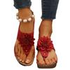 Large size flower wedge slippers women's new solid color retro herringbone slippers women