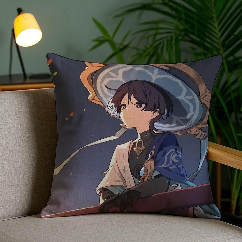 

Scaramouche and Wanderer Game Pillow Case Genshin Impact Character Decor for Gaming Room and Collectors Shelf Display 45cmx45cm