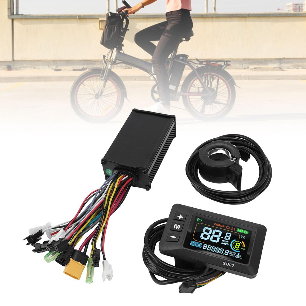 Electric Motor Controller Kit 15A Controller LCD GD02 Color Display with 130X Thumb Throttle for 36V