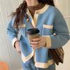 Color-Block Loose Outer-Wear Knit Cardigan: Women's Autumn Winter Korean-Style Gentle Sweet Sweater Coat