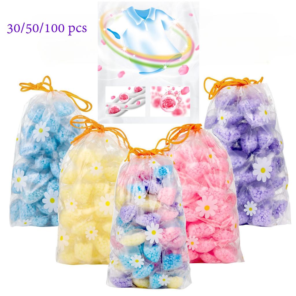 30/50/100 PCS Laundry Fragrance Bead Long Lasting Clean Clothes Soften Laundry Scent Booster Laundry Beads Scent Boosting In-Wash