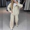 Women's Autumn/Winter Casual Zipper Hoodie & Wide-Leg Pants Set