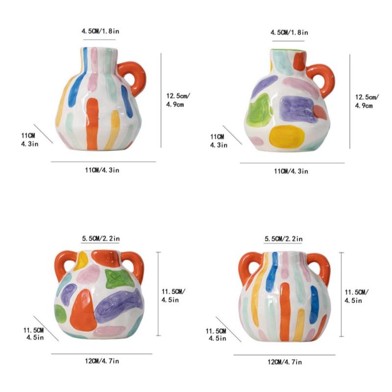 Colorful Cartoon Ceramic Vase Cute Teapot Handmade Porcelain Bottle Flower Vase Flowerpot Home Decoration Accessories