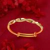 Gold Two-Tone Matte And Shiny Twisted Mobius Open Cuff Bracelet For Women
