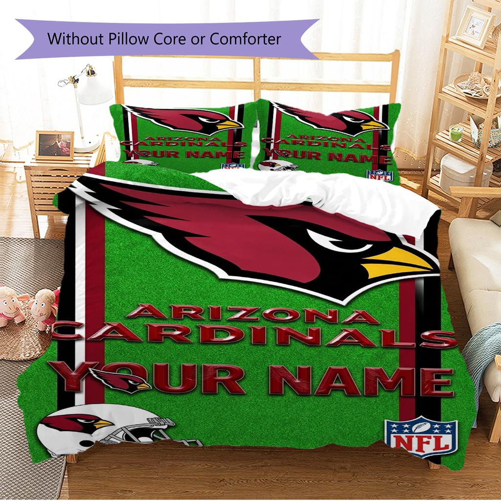 Name Custom Arizona Cardinals Pattern Bedding Set Quilt Cover Pillowcase Home Decor Gift (1 * duvet cover + 2 * pillowcase, without core)