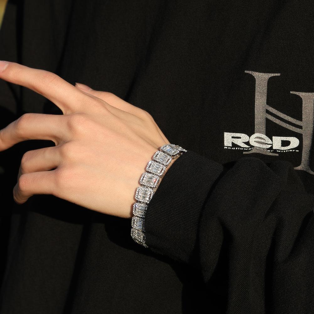 13MM Full Diamond Jiugongge Bracelet, Unisex Fashion Trendy Hip-hop Alloy Jewelry