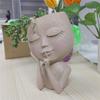 Gezicht Hoofd Planter Vetplant Bloempot Hars Container Met Afvoergaten Bloempot Figuur Tuindecoratie Tafelblad Ornament