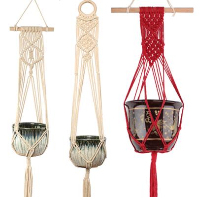 Handgewebte Hanfseilpflanzen Blumentopf Hängekorbhalter Netz Gartendeko