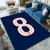 White Number 8 On Blue Background Patterned Carpet, Suitable As a Non Slip Play Mat for the Living Room and Bedroom Sofa