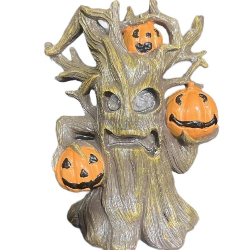 Halloween Pumpkin Tree Monster-shaped Sculpture Ornament for Home, Outdoor Garden Decoration, Festival Decoration Item