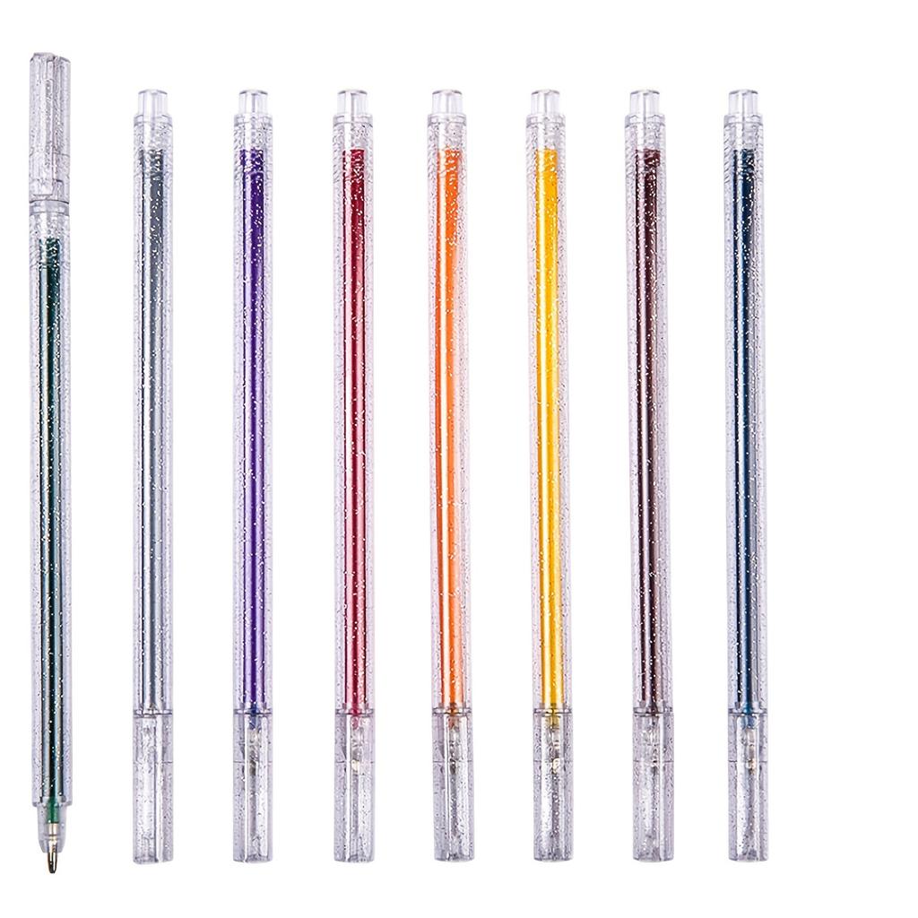 Bview Art 8Pcs Glitter Dual Color Markers Pens Pearlescent Ink for Students School Office Art Drawing Writing Supplies