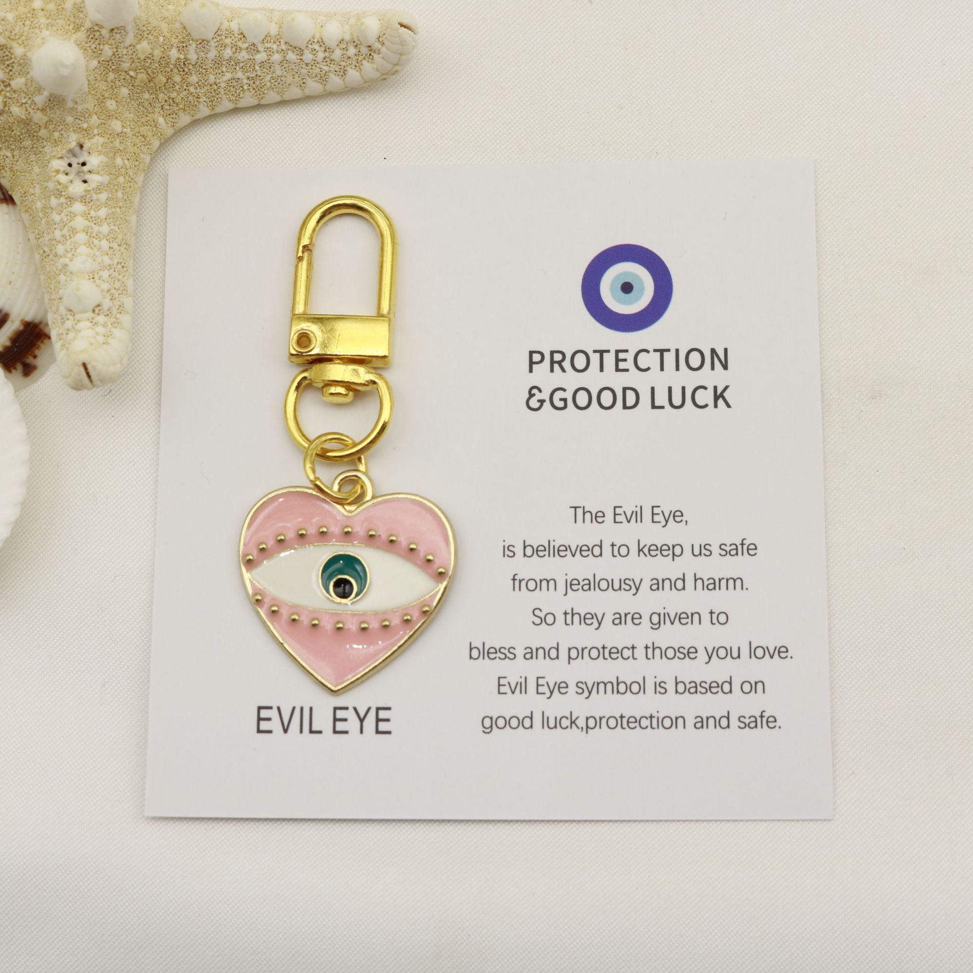 Good Luck Blue Evil Eye Keychain Pendant with English Good Luck Card