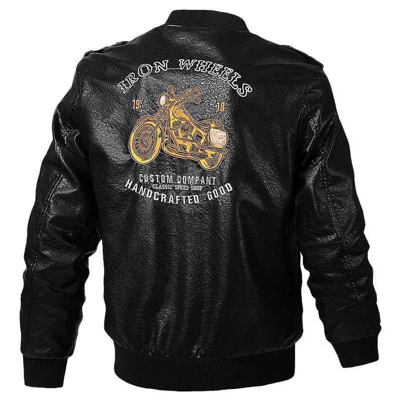 Fleece Thickened PU Leather Jacket Men's Thickened Men's Cotton-padded Clothes and Motorcycle Clothes Men's