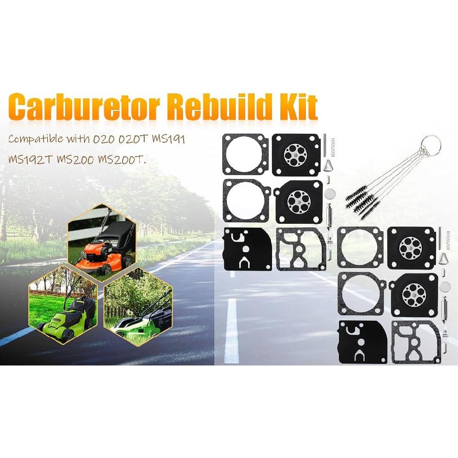 Pack of 2 Carburetor Rebuild Kit Compatible with Zama RB-69 C1Q-S32 C1Q-S46 C1Q-S46A C1Q-S61 C1Q-S61 C1Q-S61A C1Q-S61B C1Q-S61C C1Q-S61D C1Q-S61E