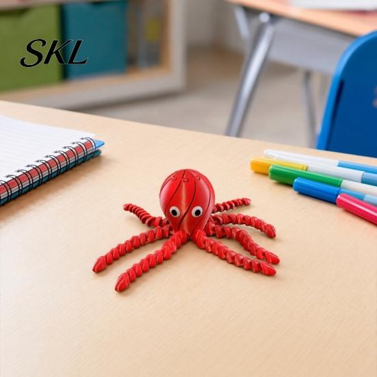 Octopus Sensory Toy 3D Printed Toy, Articulated Figurine with Movable Joints, Plastic Sea Animal Stress Relief Fidget for Kids Adults Model