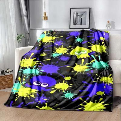 Gra, Splatoon, Moda Uroczy Kreskówkowy Miękki Pluszowy Koc, Koc Flanelowy Sypialnia Gracza Łóżko Sofa Piknikowy Koc Narzuta Biurowy Koc do Drzemki#(3)