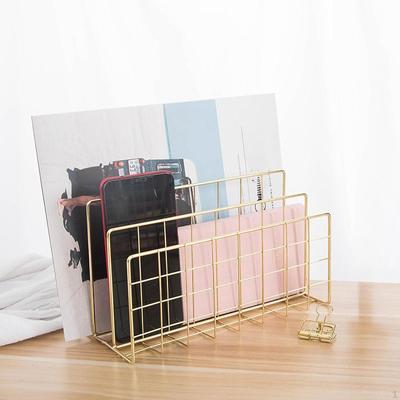 Desk Bookshelf File Folder Sorter Iron Binder Book Holder, Bookend Organizer for Mails Cookbooks,