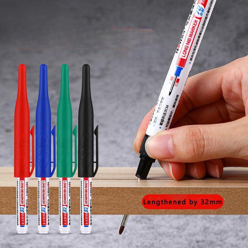 4 Teile/satz 32mm Tiefe Loch Lange Nib Kopf Marker Für Metall Perforieren Stift Wasserdicht Badezimmer Holzbearbeitung Dekoration Multi-Zweck