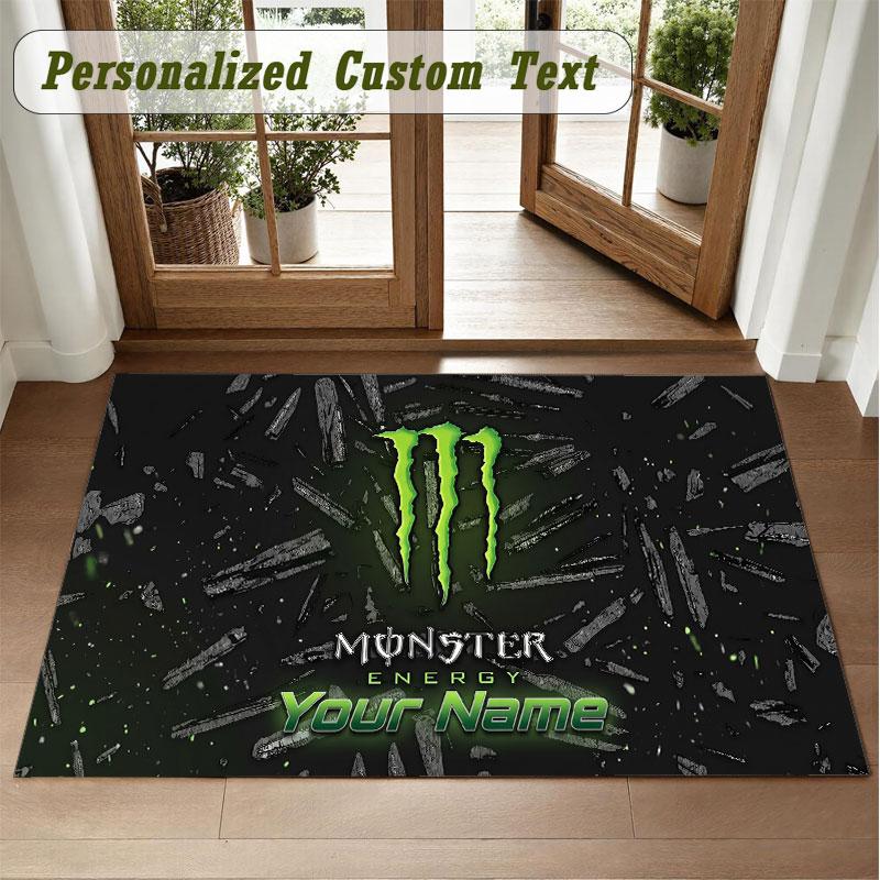 Crystal Velvet Square Rug Custom NameMonster Energy Pattern Non Slip Home Floor Decor Rug
