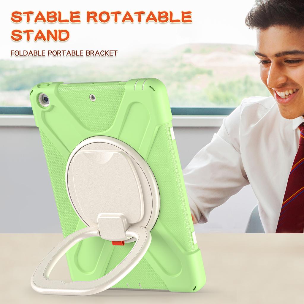 360 Rotating Kids Case Universal for IPad 10.2 2019 2020 2021 7th 8th 9th Generation Heavy Duty Stand Cover with Shoulder Strap