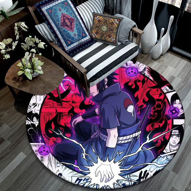 Sasuke Uchiha,Round Area Rug,Carpet Rug for Living Room Bedroom Sofa Playroom Decor,Non-slip Floor Mat