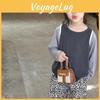 Chic Lightweight Pu Mini Handbag For Kids Color-block Design Fashion Bag