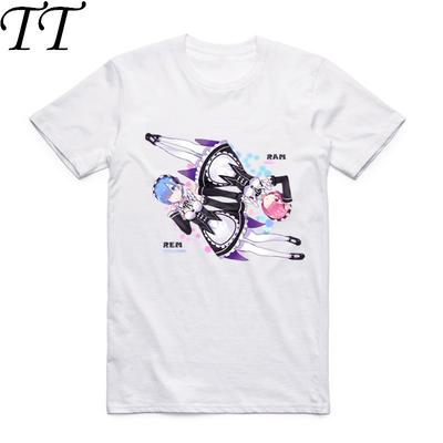 2019 Módní Pánské Potisk Re:Zero REM Anime Tričko s kulatým výstřihem Krátký rukáv Letní Re:Život V Jiném Světě Od Nuly Unisex Tričko