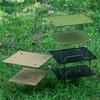 Double Layer Camping Table Metal Alloy Picnics Table Grid & Metal Plate Camping Table Outdoor Camp Storage Rack