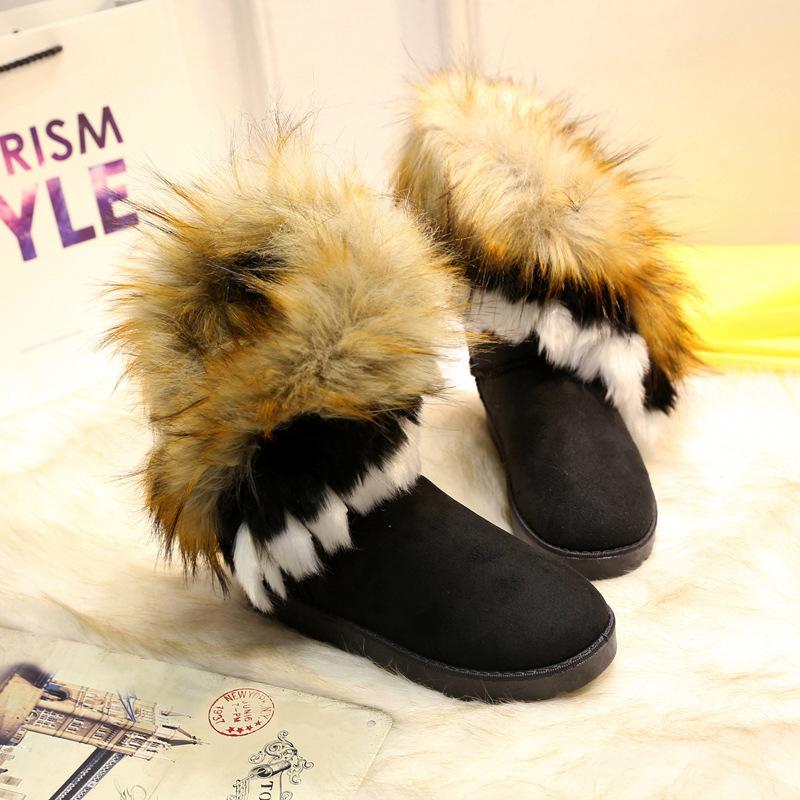 Winter new snow shoes thickened high cotton boots flow non-slip imitation rabbit fur boots female fox fur snow boots