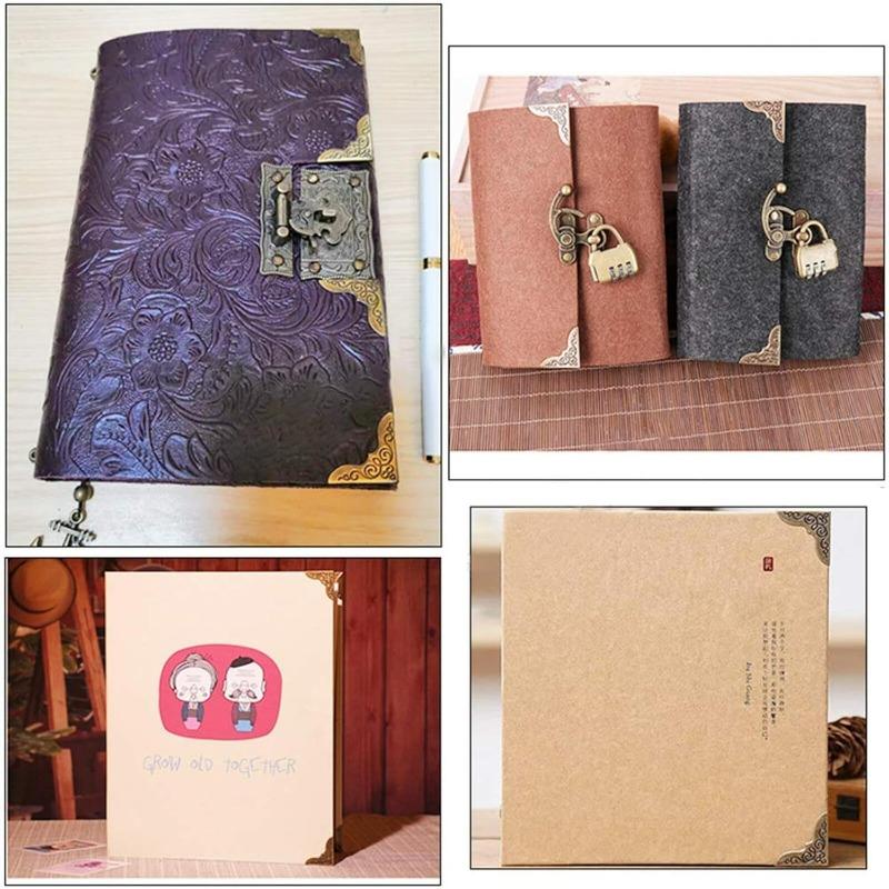 For 36 Pcs Vintage Bronze Book Corner Protectors 30 X 30 Mm Corner for Folders Book Scrapbooking Menus Albums File Decoration