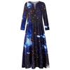 3D Print Starry Sky Maxi Dress Long Sleeve New Fashion