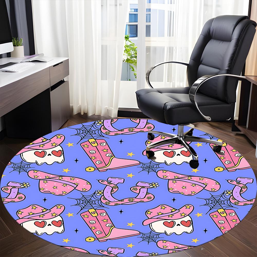 1pc Cowboy Halloween Office Round Area Rug, Under Office Chairs Bedroom Living Room Home Decor, Room Deco