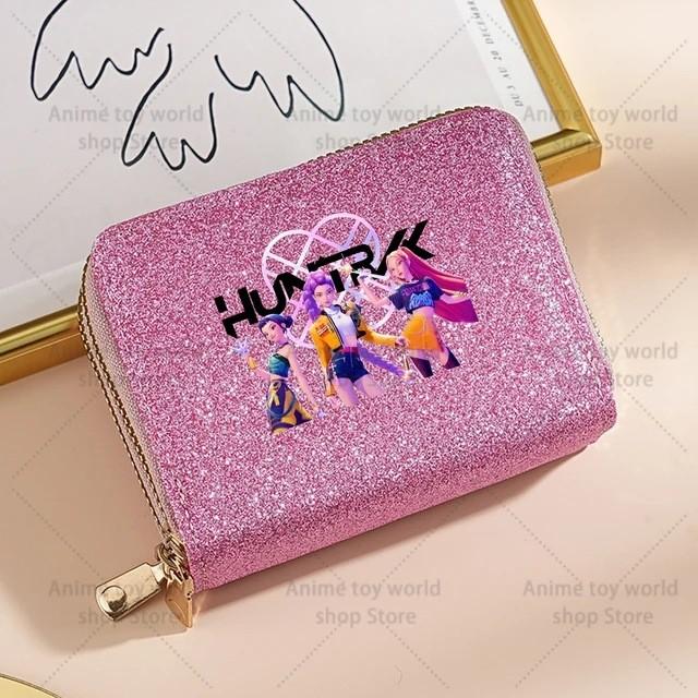 Portafoglio Kpop Demon Hunters per Donna Portamonete e Porta Carte Scintillante con Paillettes