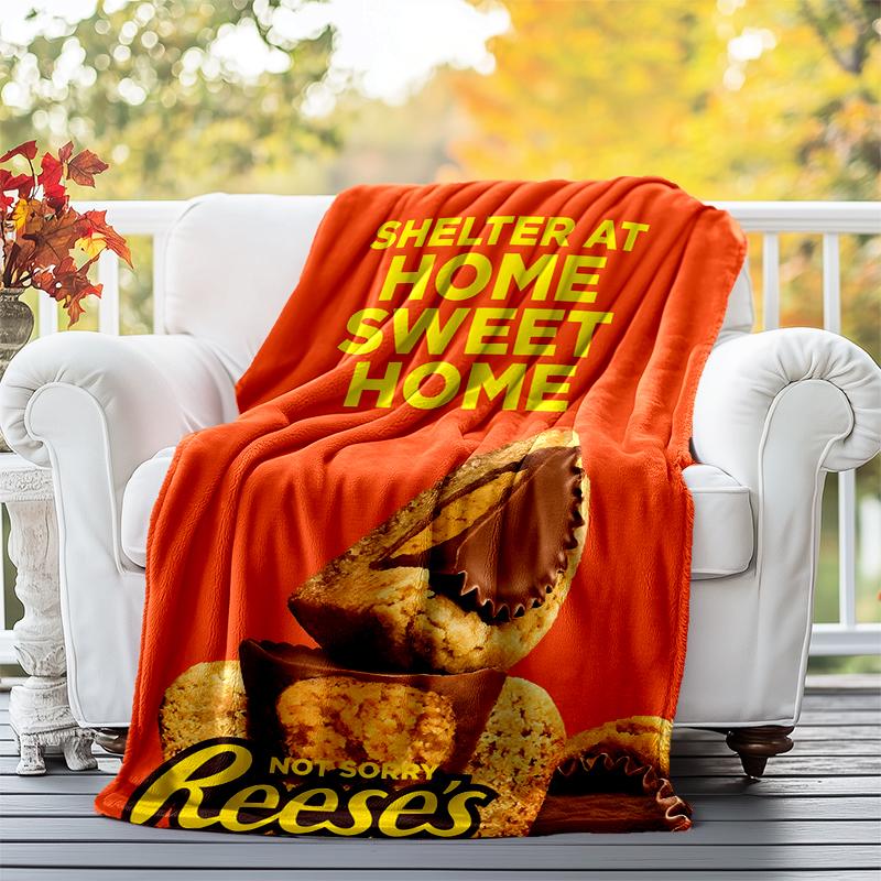 Reese‘S Peanut Flannel Blanket Soft All-Season Throw, Design for Camping, Car Travel, Hiking Sofa, Bed, Office Perfect Gift for Parties
