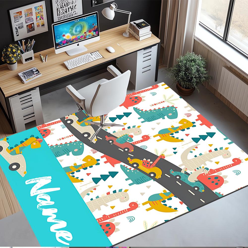 Custom Name Dinosaur Printed Carpet,Rug for Office Chair Living Room Bedroom Kitchen Room Decor Gifts.
