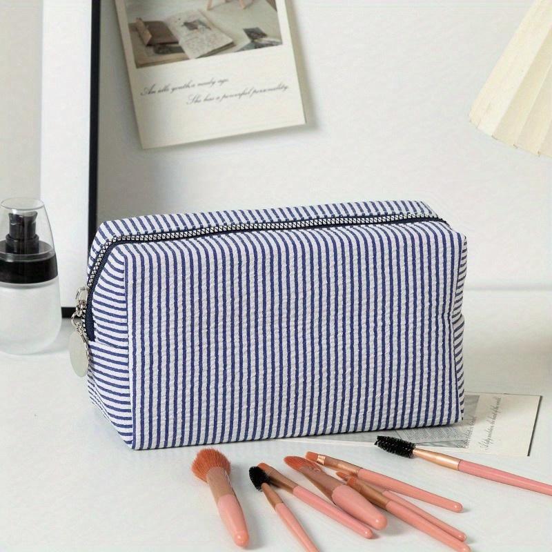 1pc Women Cosmetic Bag  Stripes Zipper Pouch Travel Toiletry Bags Ladies Makeup Storage Basg  Bag Travel Essentials Travel  for Beach for Cosmetic Bag