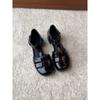 Sheepskin Version~ Retro Woven Hollow Round Head Sandals Women's One-button Versatile Low-heeled Bag Head Sandals