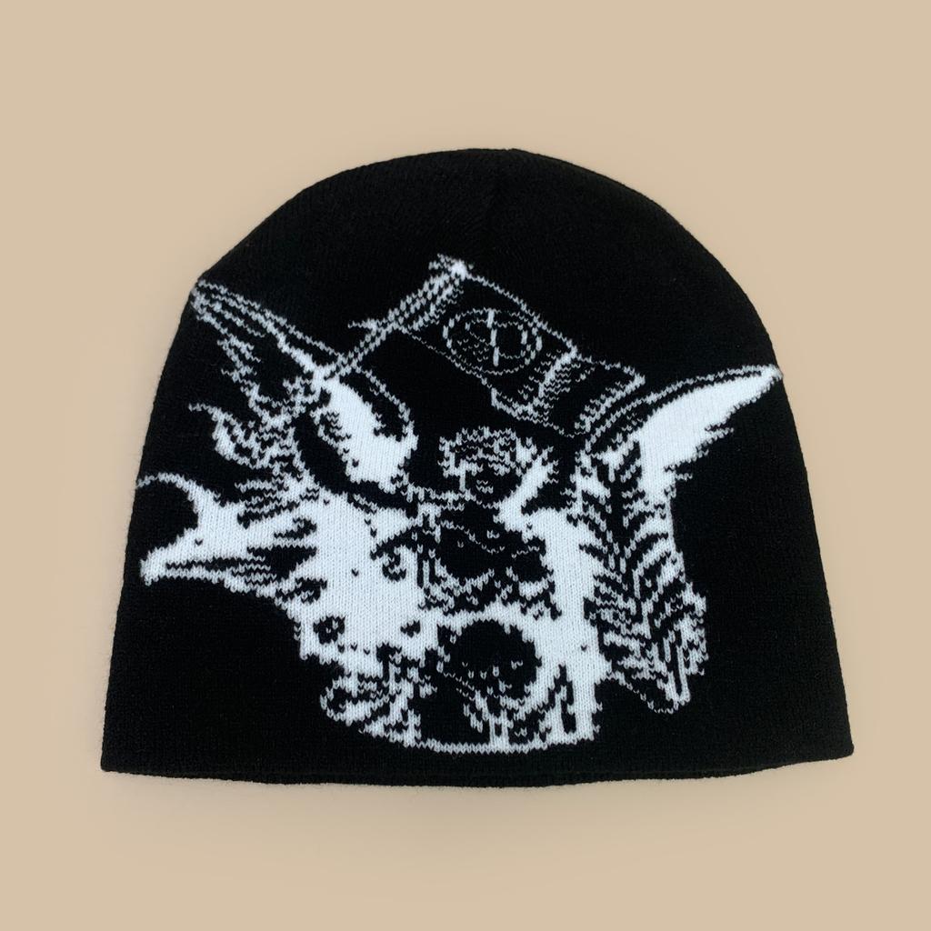 Autumn And Winter Hip Hop Street Mesh Idol Jacquard Knitted Hat Men And Women Warm Personality Cold Hat Pullover Hat