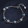 925 Silver Blue White Crystal Bracelets For Women Luxury Sparkling Double Layer Star Bracelets Elegant Jewelry