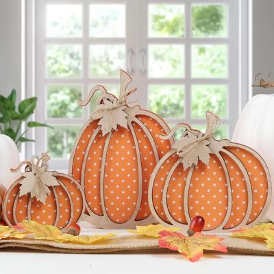 Wooden Fall Autumn Decorations For Home Shelves Mantel Tabletop Decorative Pumpkins