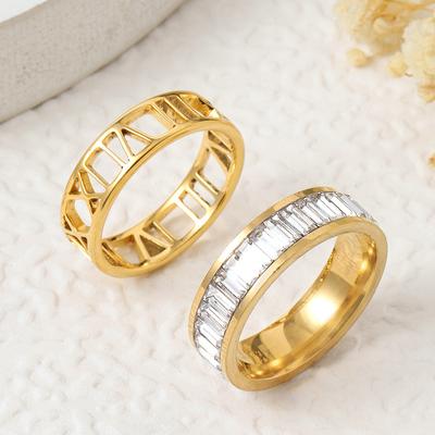 Stainless Steel Ring Cut Roman Numeral Ring Light Luxury High-end Titanium Steel Jewelry Factory Direct Sales