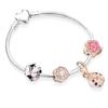 European Heart-shaped Pendant Charm Bracelet Fit Women's Jewellery Snake Chain Rose Gold Metal Fashion Fine Bracelets