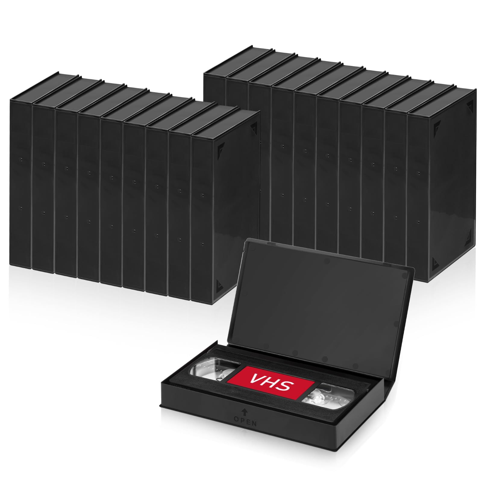 

T WaveTree Standard Black VHS VHS Album Case with Outer Clear Sleeve Case, (20 Pack)