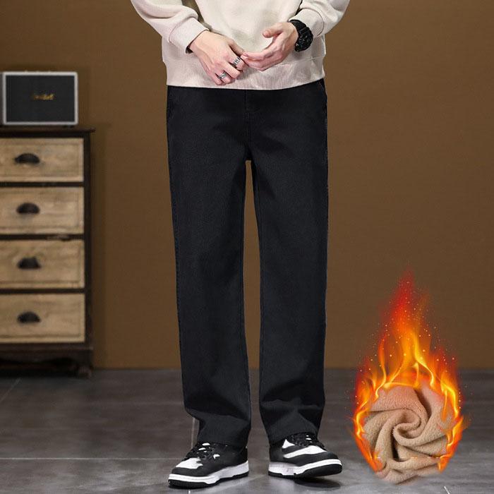 

Мужские джинсы из лиоцелла прямого свободного кроя на эластичной талии, осенне-зимняя модная брендовая удобная универсальная модель S чёрный