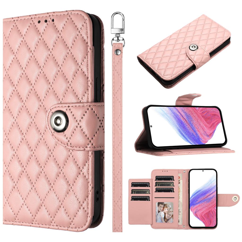 6-Color PU Leather Diamond Check-Patterned Wrist Strap Wallet Phone Case for TCL 305,TCL 306,TCL 30,303,30T,40 SE,403,408,T-Mobile REVVL 7 Pro...