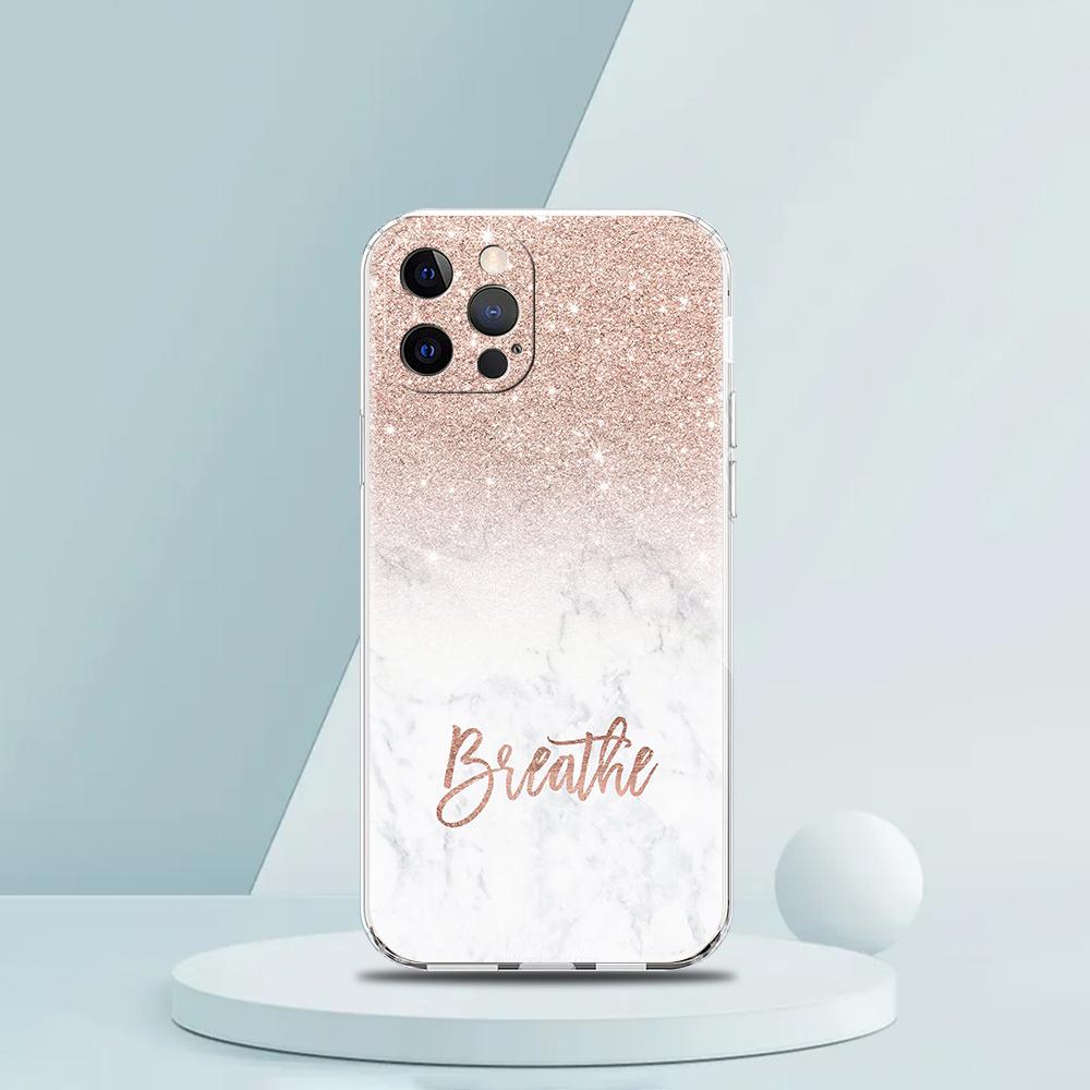 Pink Glitter Soft Transparent Phone Case Cover for iPhone 16 15 14 13 12 11 Pro Max XR 8 7 Plus XS Max Shockproof Shell Fundas