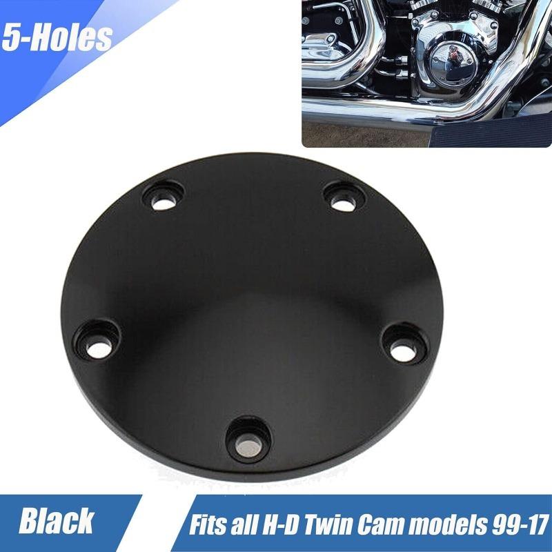 Timing Points Cover Motorcycle Domed Ignition Engine Cover for Harley Twin Cam Softail Dyna Touring 1999-2017, 5 Hole