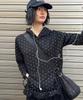 Frill Ribbon Hoodie Black Dot