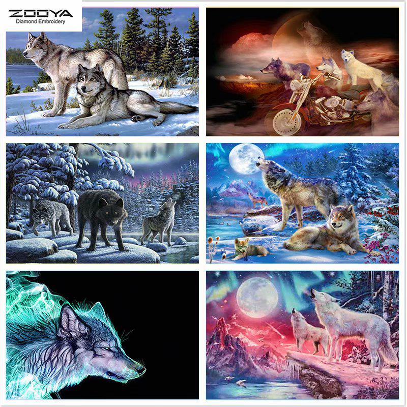 

ZOOYA DIY Полный дрель Алмазная картина Животное Волк Искусство Вышивка Крестом Мозаика Домашний Декор Подарок